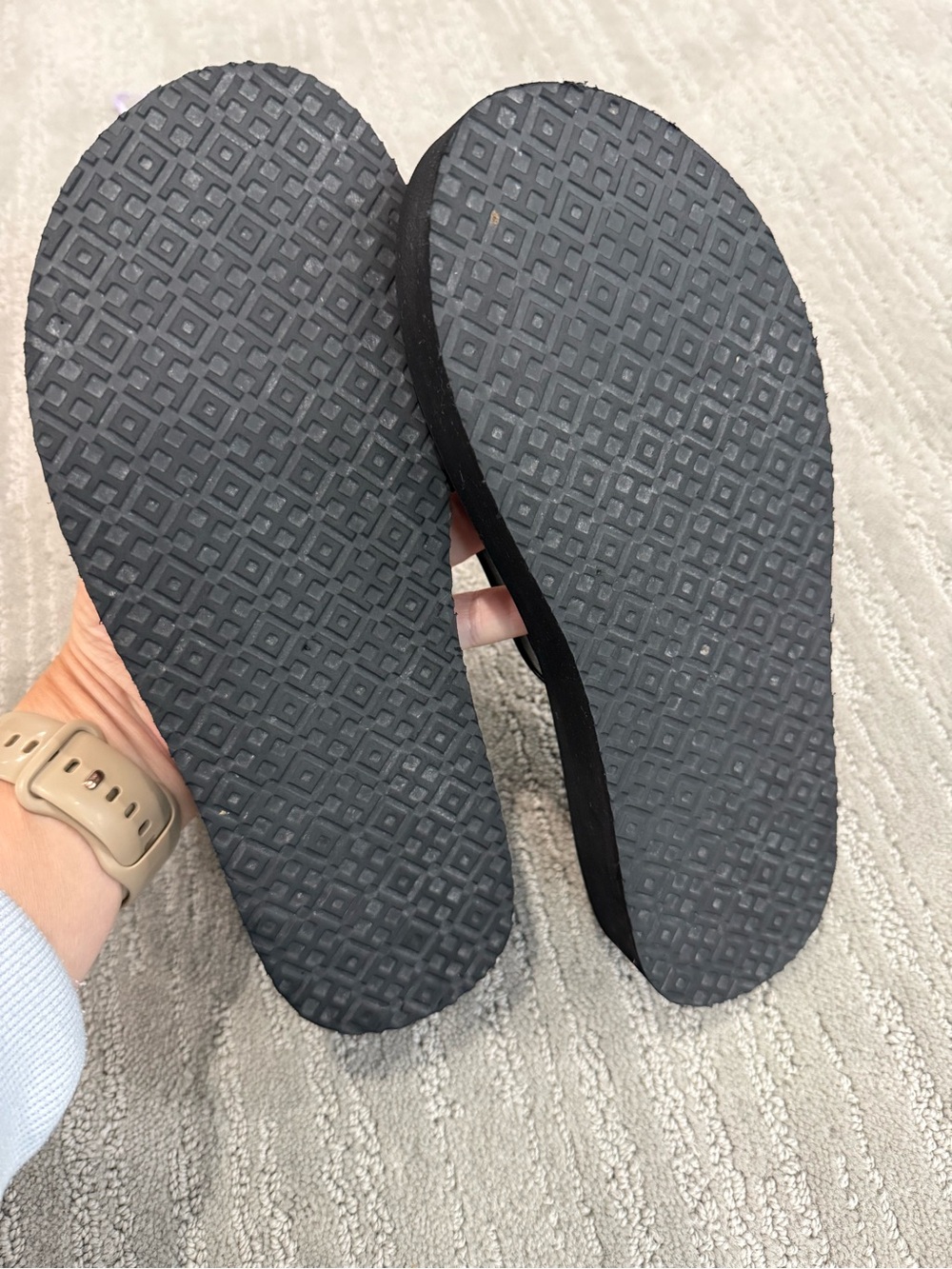 Tory Burch Flatform Flip Flops Black Double T Logo Sandals Size 8 - Picture 7 of 7